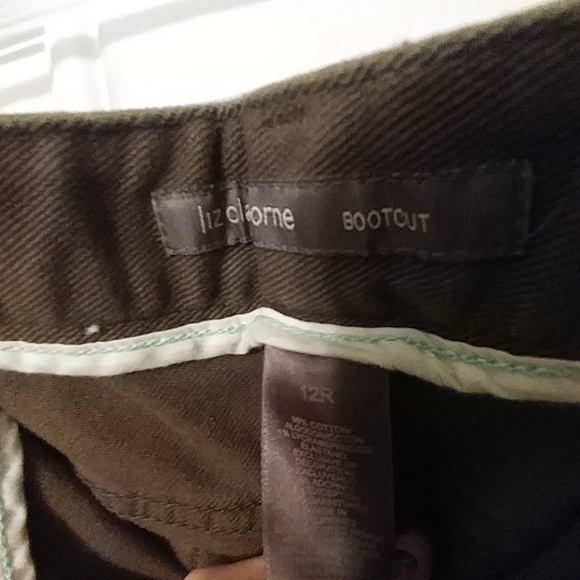 Olive green boot cut Jean pant Liz Claiborne 12r - Picture 5 of 6